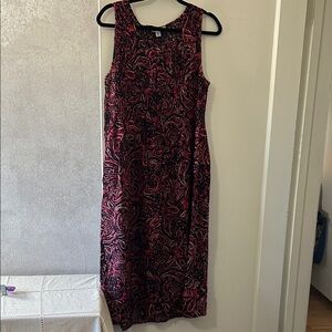 Croft & Barrow Black and Pink Swirl Midi Dress